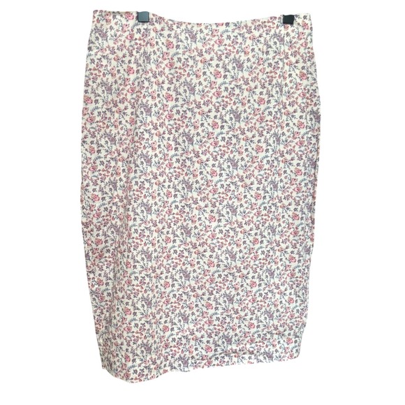 ANTONIO MELANI Dresses & Skirts - Antonio Melani Cotton Pencil Skirt Floral Ditsy Print 6‎ Cream Pink Cottagecore